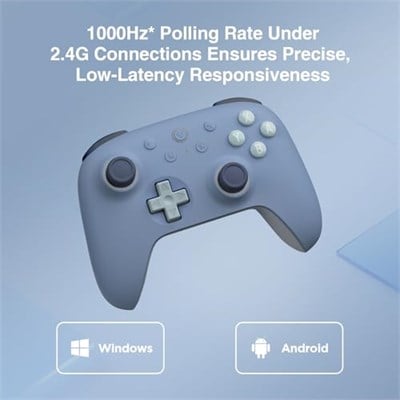 8Bitdo Ultimate 2C Wireless Controller for Windows PC and Android, with 1000Hz Polling Rate, Hall Effect Joysticks and Hall Triggers, and Remappable L4/R4 Bumpers, Turbo Function (Dark Blue)