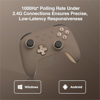 8Bitdo Ultimate 2C Wireless Controller for Windows PC and Android, with 1000Hz Polling Rate, Hall Effect Joysticks and Hall Triggers, and Remappable L4/R4 Bumpers, Turbo Function (Brownie)