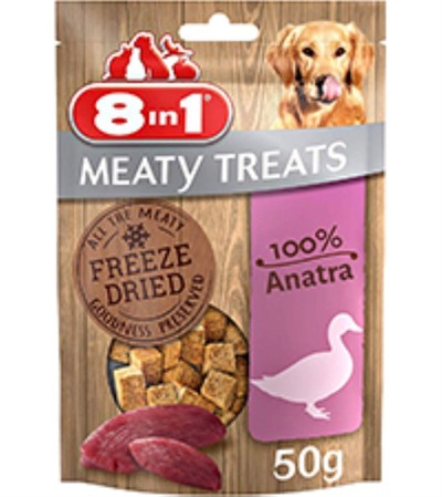 8in1 Meaty Treats Freeze Dried Ördekli, 50 gr Köpek Ödülü