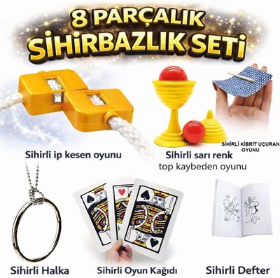 8li Sihirbazlık Seti (Kibrit, Defter, Halka, Kupa, İp, 3lü Kart), B161-F082-F026-0064-F004-0040avnmustran