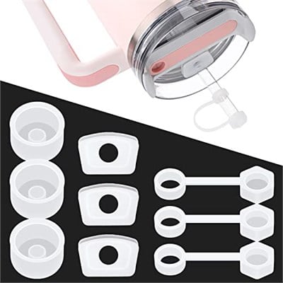 9 adet dökülmeye dayanıklı tıpa silikon Stanley Kupası 2.0 40oz/30oz Tumbler sızdırmaz su şişesi sızdırmazlık aksesuarları yuvarlak üst sızdırmaz stoper fiş ve kare kapak anti-sızıntı tıpa ve saman