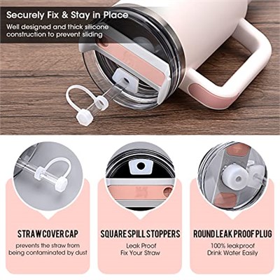 9 adet dökülmeye dayanıklı tıpa silikon Stanley Kupası 2.0 40oz/30oz Tumbler sızdırmaz su şişesi sızdırmazlık aksesuarları yuvarlak üst sızdırmaz stoper fiş ve kare kapak anti-sızıntı tıpa ve saman