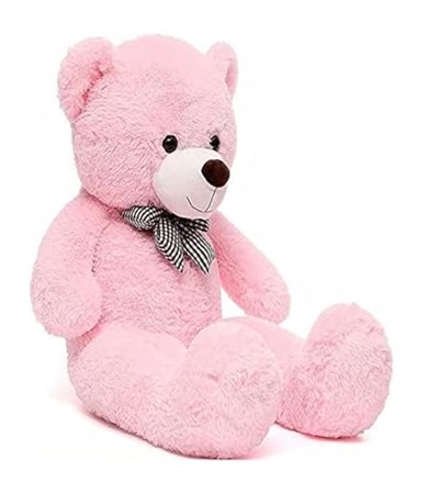 90 cm Rengarenk Papyonlu Peluş Ayıcık -% 100 YERLİ Pembe