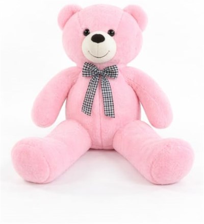 90 cm Rengarenk Papyonlu Peluş Ayıcık -% 100 YERLİ Pembe