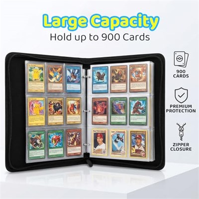 900 Beyzbol Ticaret Kartı için Fermuarlı Kart Klasörü, Çıkarılabilir Kılıflı Premium 9 Cepli Kart Klasörü, Kızlar ve Erkekler için Hediyeler, MTG, TCG, Spor Kartları için Koleksiyon Kart Albümü