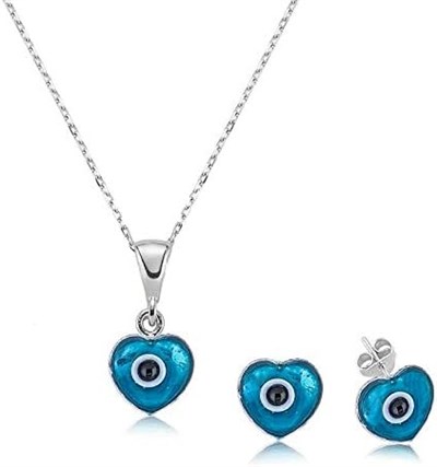 925 Ayar Gümüş Kalpli Nazar Set