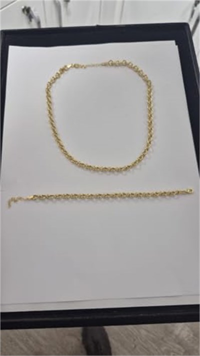 925 Ayar Papatya Silver 6 mm doç zincir kolye bileklik set.rose.gold.rodaj