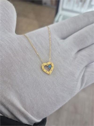 925 Ayar Papatya Silver Altın Modeli Kalp Kolye.rose.gold.rodaj