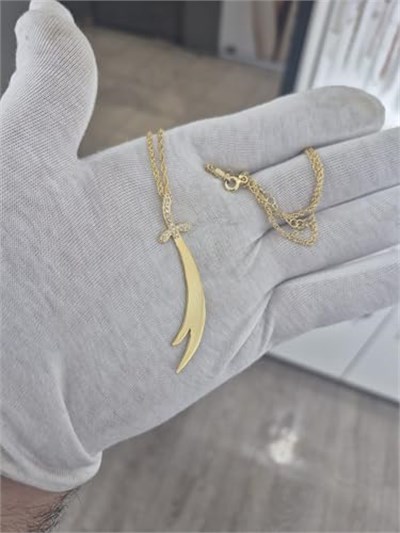 925 Ayar Papatya Silver büyük boy zülfikar kılıç kolye.kılıç kolye.rose.gold.rodaj