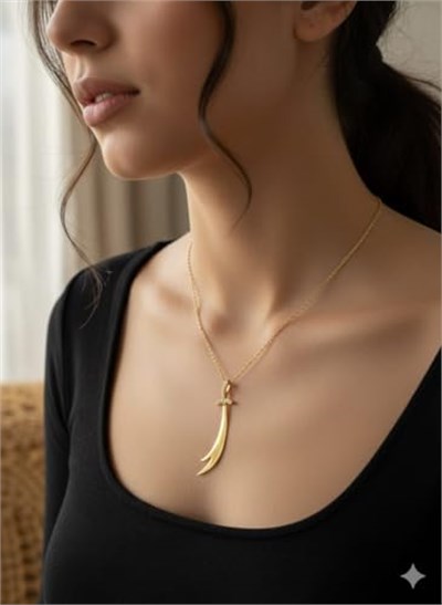 925 Ayar Papatya Silver büyük boy zülfikar kılıç kolye.kılıç kolye.rose.gold.rodaj