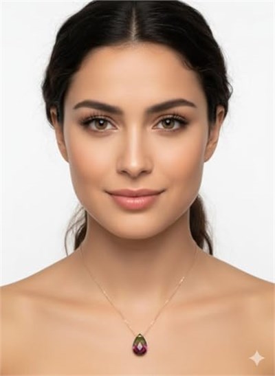 925 Ayar Papatya Silver Gökkuşağı His Taşı Kolye.rose.gold.rodaj