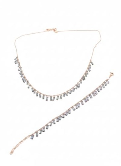 925 Ayar Papatya Silver Mistik Taşlı kolye bileklik set.rose.gold.rodaj