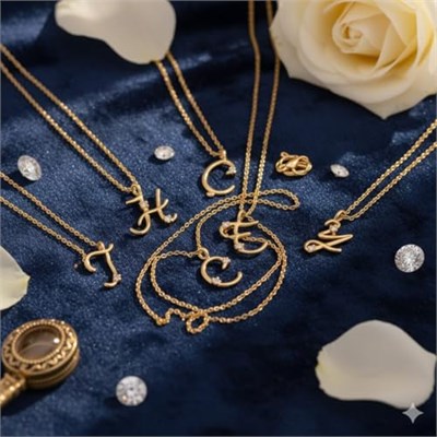925 Ayar Papatya Silver Tasarım Harf Kolye.rose.gold.rodaj