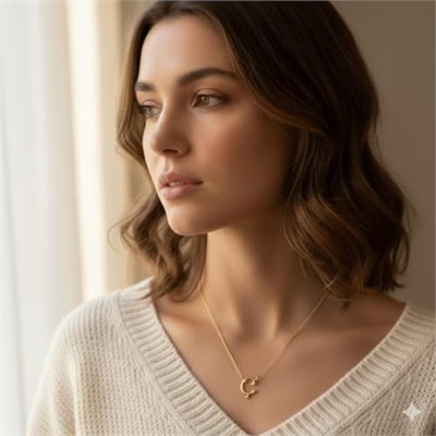 925 Ayar Papatya Silver Tasarım Harf Kolye.rose.gold.rodaj