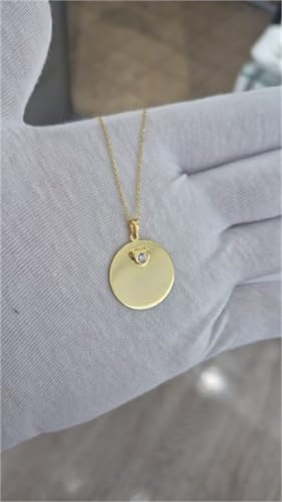 925 Ayar Papatya Silver zirkon taşlı kalp plaka kolye.rose.gold.rodaj