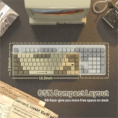 A.JAZZ AK680 65% Kablolu Hotswap Mekanik Oyun Klavyesi,68 Tuşlu Taşınabilir Anti-Ghosting Klavye,Gökkuşağı Arkadan Aydınlatmalı Programlanabilir,EVA Sandviç,Ergonomik Tasarım,Kırmızı Anahtar-Gri