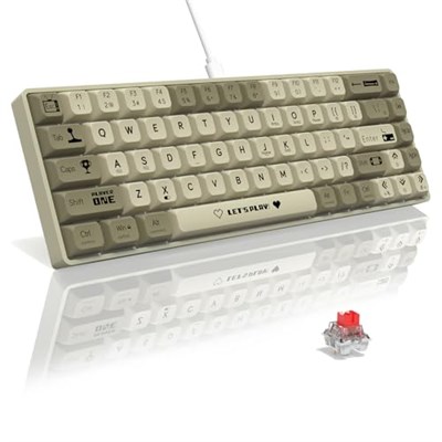 A.JAZZ AK680 65% Kablolu Hotswap Mekanik Oyun Klavyesi,68 Tuşlu Taşınabilir Anti-Ghosting Klavye,Gökkuşağı Arkadan Aydınlatmalı Programlanabilir,EVA Sandviç,Ergonomik Tasarım,Kırmızı Anahtar-Gri