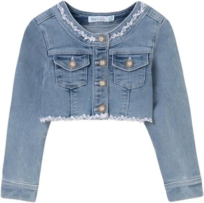 Abel & Lula Kız çocukları için denim aplikasyonlar ağartılmış ceket