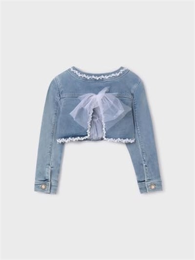 Abel & Lula Kız çocukları için denim aplikasyonlar ağartılmış ceket