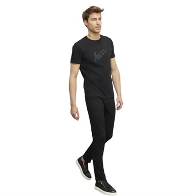 AC&Co / Altınyıldız Classics 360 Derece Her Yöne Esneyen Slim Fit Dar Kesim Diyagonal Desenli Pantolon, Renk Siyah, Beden 52