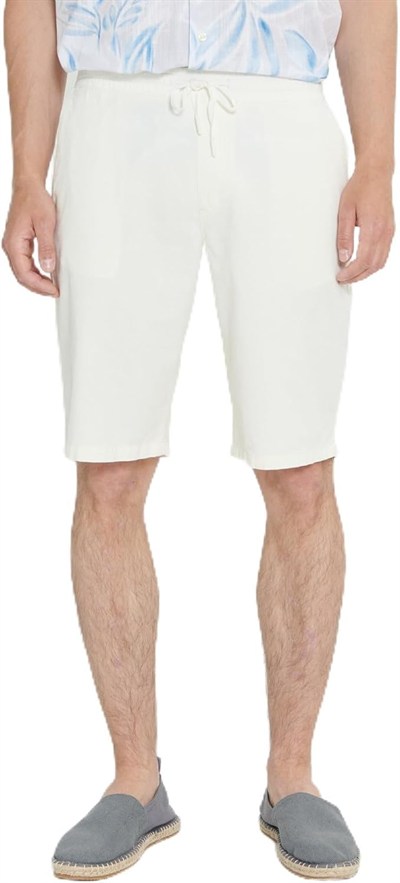 AC&Co / Altınyıldız Classics Comfort Fit Rahat Kesim Yan Cepli Keten Şort, Renk Beyaz, Beden XL