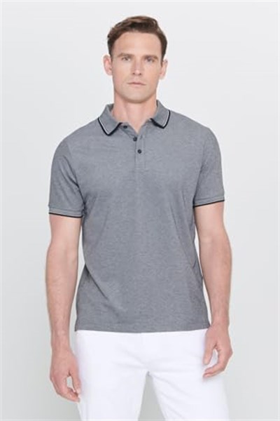 AC&Co/Altınyıldız Classics Erkek Çekmeyen Pamuklu Slim Fit Kıvrılmaz Polo Yaka Basic Tişört