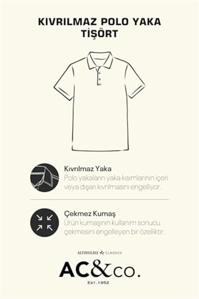 AC&Co/Altınyıldız Classics Erkek Çekmeyen Pamuklu Slim Fit Kıvrılmaz Polo Yaka Basic Tişört