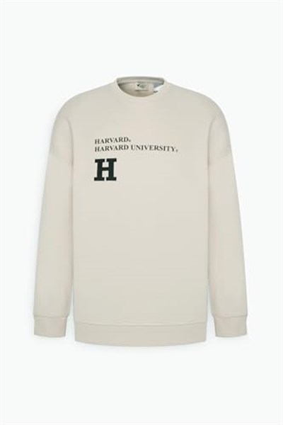 AC&Co/Altınyıldız Classics Oversize Fit Bol Kesim Harvard Lisanslı 3 İplik Pamuklu Bisiklet Yaka Sweatshirt
