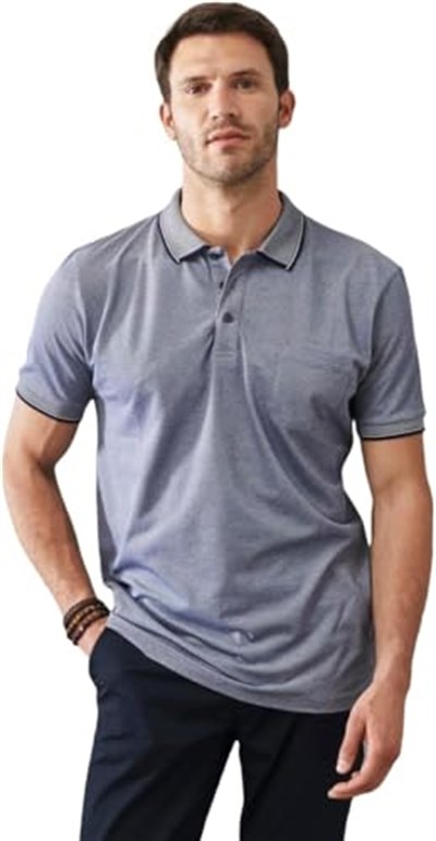 AC&Co/Altınyıldız Classics Polo Yaka Cepli Regular Fit Geniş Kesim Düz Tişört