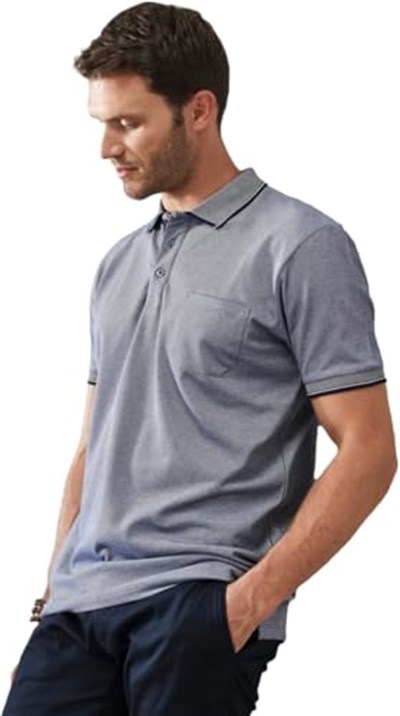 AC&Co/Altınyıldız Classics Polo Yaka Cepli Regular Fit Geniş Kesim Düz Tişört