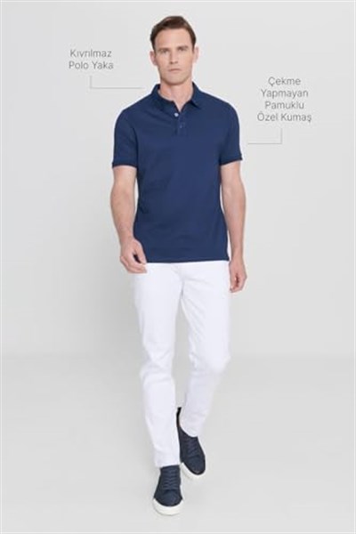 AC&CO/Altınyıldız Classics Slim Fit Dar Kesim Kıvrılmaz Polo Yaka Kısa Kollu Tişört