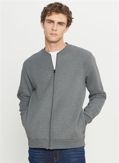 AC&Co/Altınyıldız Classics Standart Fit Normal Kesim İçi Polarlı Kolej Yaka Pamuklu Sweatshirt Ceket