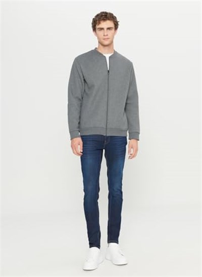 AC&Co/Altınyıldız Classics Standart Fit Normal Kesim İçi Polarlı Kolej Yaka Pamuklu Sweatshirt Ceket
