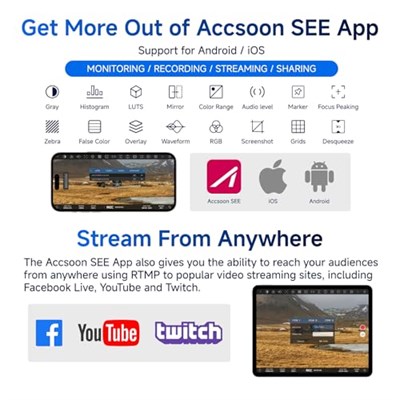 Accsoon CineView Nano BİR küçük, daha hafif kablosuz CineView sistemi. HD 1080p60 HDMI sinyali HDMI bağlantısı üzerinden sinyali kablosuz olarak aktarır