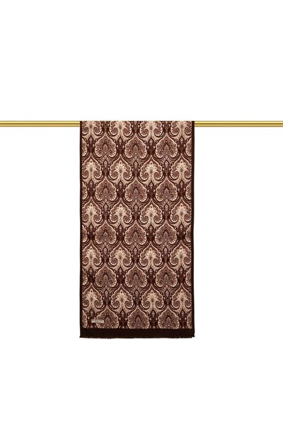 Acı Kahve Damask Desen İpek Fular