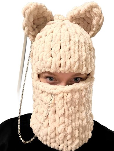 Açık Kahverengi Puffy, Balaklava El Örgüsü