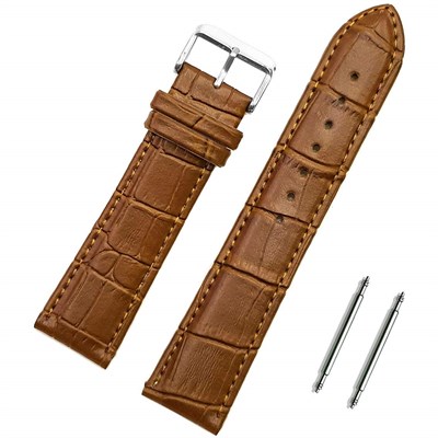 Açık Kahverengi Taba Kroko Saat Kordonu Kayış 18-20-22-24mm