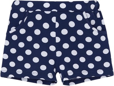 Açık Lacivert Kız Çocuk Polka-Dot Desen Cepli Şort