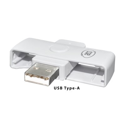 ACS ACR39U-N1 PocketMate II, USB çip kart okuyucu, akıllı kart okuyucu, küçük katlanabilir (beyaz)