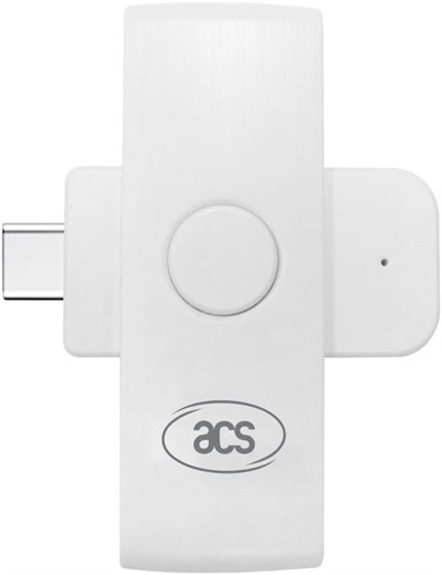 ACS ACR39U-NF II USB-C PocketMate kart okuyucu, eID akıllı kart kompakt Tip-C, beyaz