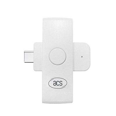ACS ACR39U-NF II USB-C PocketMate kart okuyucu, eID akıllı kart kompakt Tip-C, beyaz