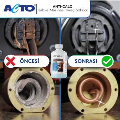 ACTO® ANTI-CALC 500 ml - Espresso Makinesi, Kahve Makinesi Kireç Çözücü, Her Tür Kahve Makinesi ve Su Isıtıcısı için Sıvı Kireç Çözücü