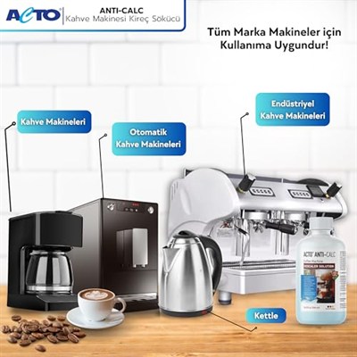 ACTO® ANTI-CALC 500 ml - Espresso Makinesi, Kahve Makinesi Kireç Çözücü, Her Tür Kahve Makinesi ve Su Isıtıcısı için Sıvı Kireç Çözücü