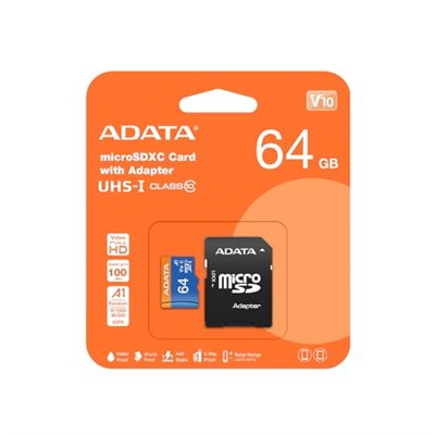 ADATA SD MicroSD Card 64GB SDXC (UHS-I Class 10) Ada Perakende - Seçenekler: 64 GB, 256 GB