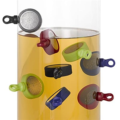 AdHoc TE32 mıknatıslı çay filtresi, damlama standlı, MagTea, mavi, plastik/paslanmaz çelik