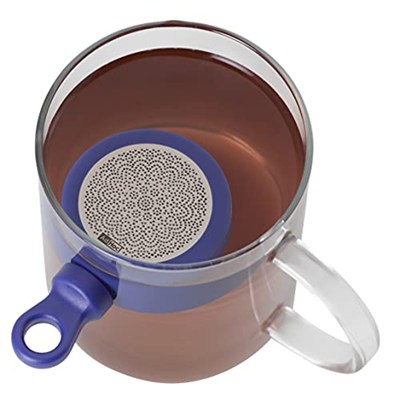 AdHoc TE32 mıknatıslı çay filtresi, damlama standlı, MagTea, mavi, plastik/paslanmaz çelik