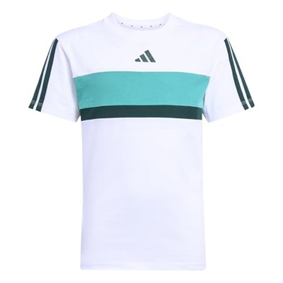 adidas 3 Stripes Tiberio Çocuk Tişört, 7-8 Yaş, 01-JX0192-4, Beyaz, Unisex Çocuk