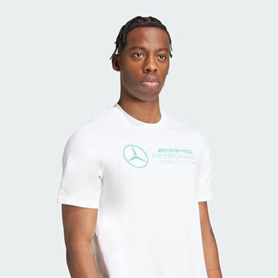 adidas Erkek Mercedes - AMG Petronas Formula One Team DNA Grafik Tişört, BEYAZ/SEMİRU