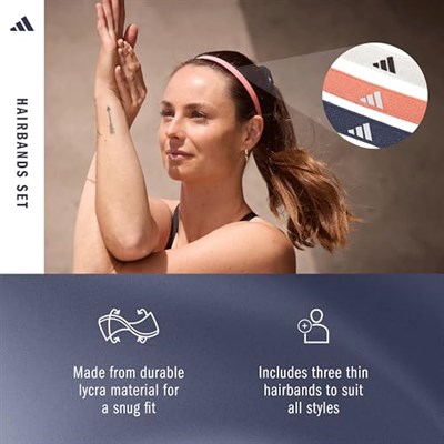 adidas Üniseks Yetişkin Gri, Coral Fusion, Shadow Navy Saç Bantları | Likradan elastik saç lastikleri, kaymaz silikon şeritli. Antrenman ve spor için ideal aksesuar. Standart beden.