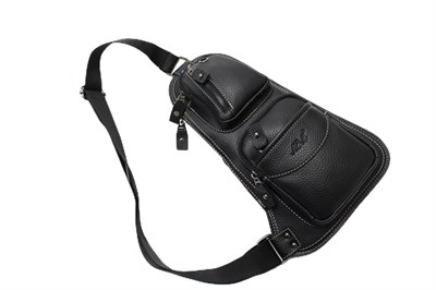 Adm Tr0014 Suni Deri, Tek Omuz Askılı Sırt - Göğüs Çantası - Body Bag Siyah
